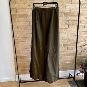 Carmen Marc Valvo Sz 22 Shimmer Olive Green Blk Tie Maxi Skirt.